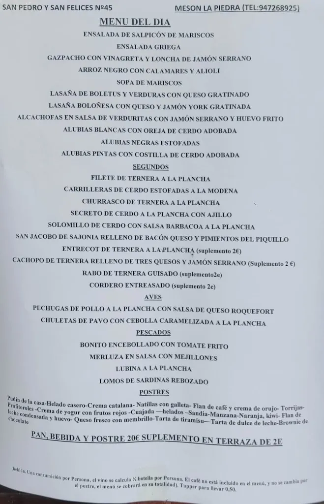 Menü_Mesón La Piedra_Presencio_Bild_2