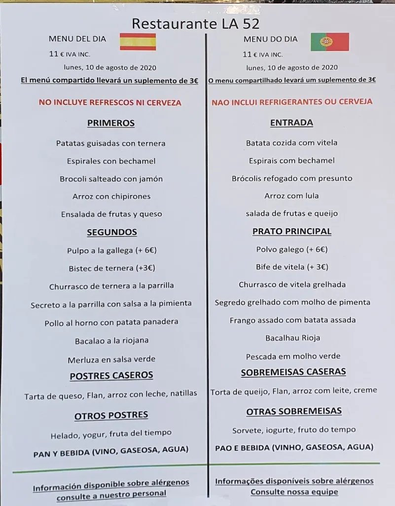 Menu_RESTAURANTE ÁREA LA 52_Quintanillas Las_immagine_1