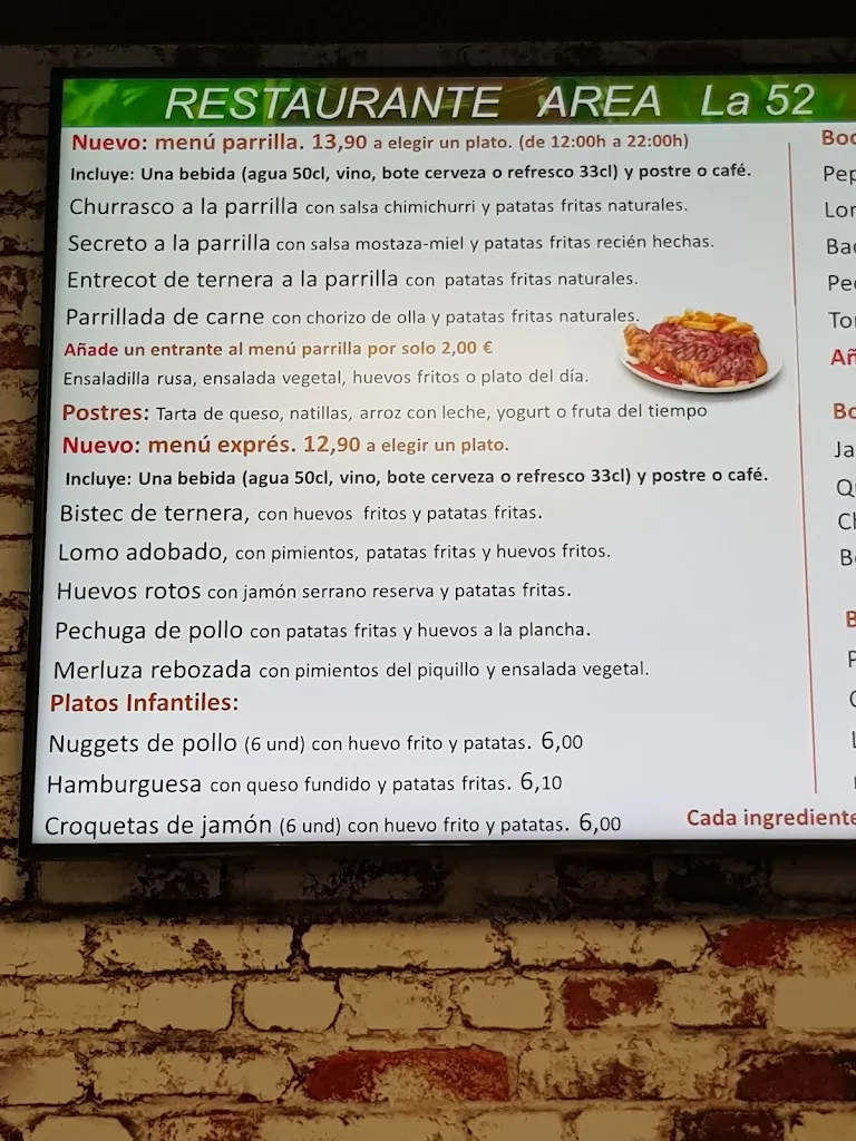 Menu_RESTAURANTE ÁREA LA 52_Quintanillas Las_immagine_2