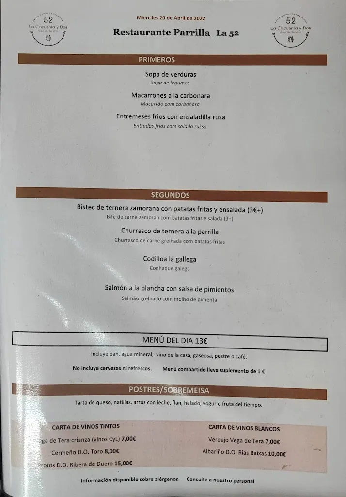 Menu_RESTAURANTE ÁREA LA 52_Quintanillas Las_immagine_3