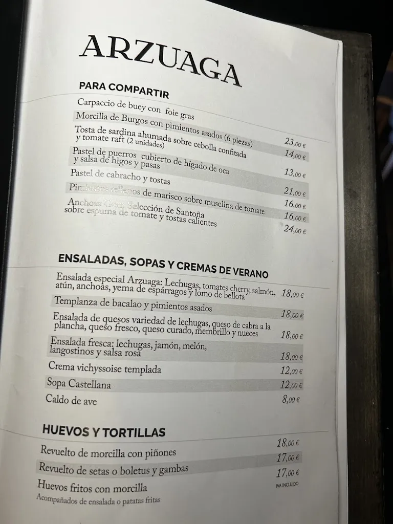 Menu_Restaurante de Bodegas Arzuaga_Quintanillas Las_immagine_1