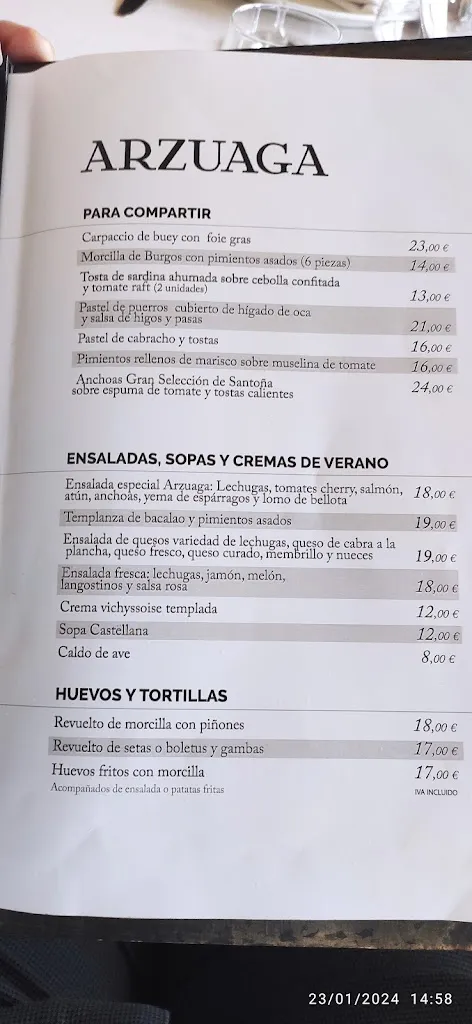 Menu_Restaurante de Bodegas Arzuaga_Quintanillas Las_immagine_2