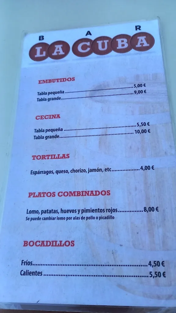 Menu_Bar la Cuba_Quintanar de la Sierra_image_2