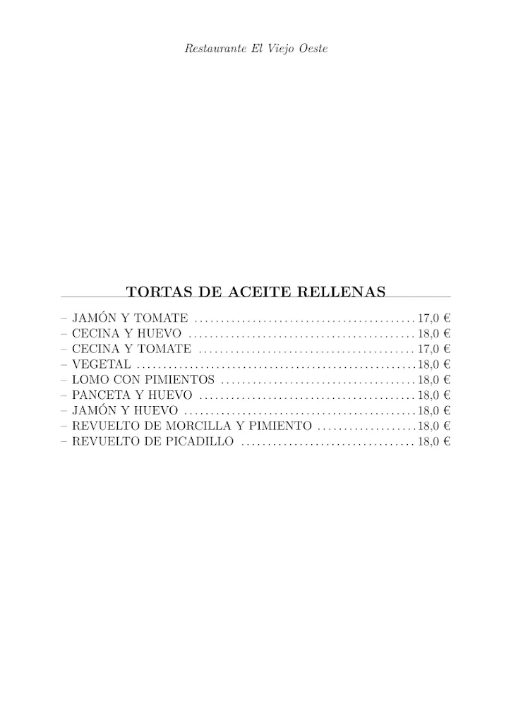 Menu_Bar-Restaurante El Viejo Oeste_Salas de los Infantes_image_1