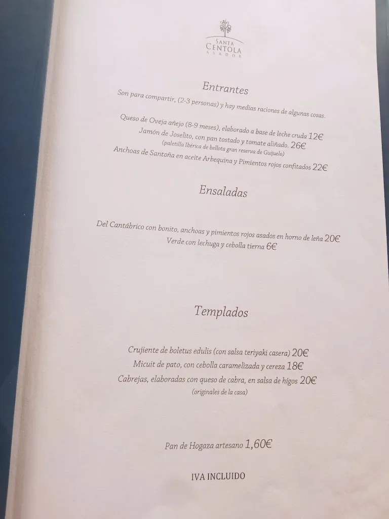 Menü_Asador Santa Centola _Sargentes de la Lora_Bild_1