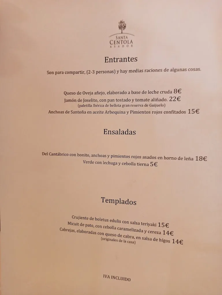 Menü_Asador Santa Centola _Sargentes de la Lora_Bild_2