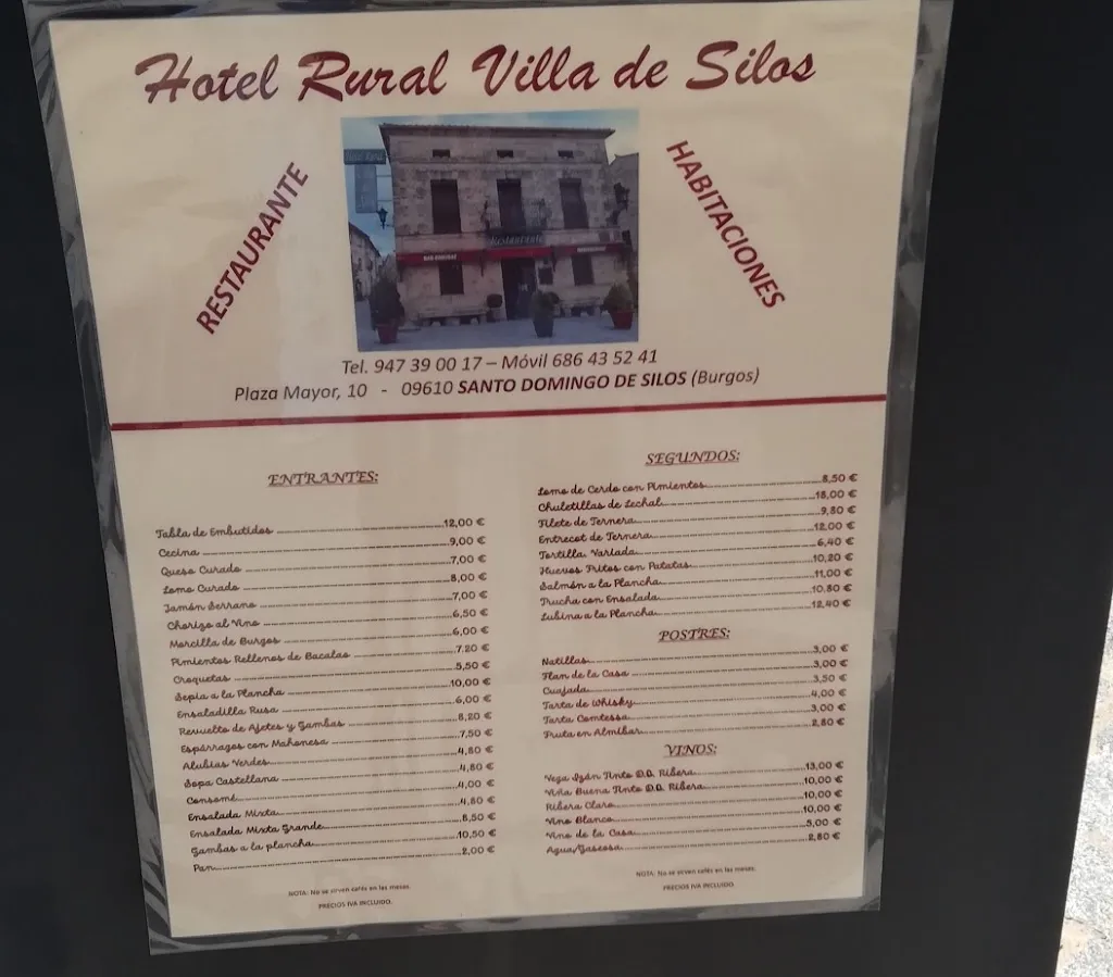 Menu_Restaurante Villa de Silos_Santo Domingo de Silos_immagine_2