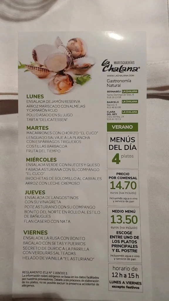 Menu_Marisquería La Chalana_Santo Domingo de Silos_image_1