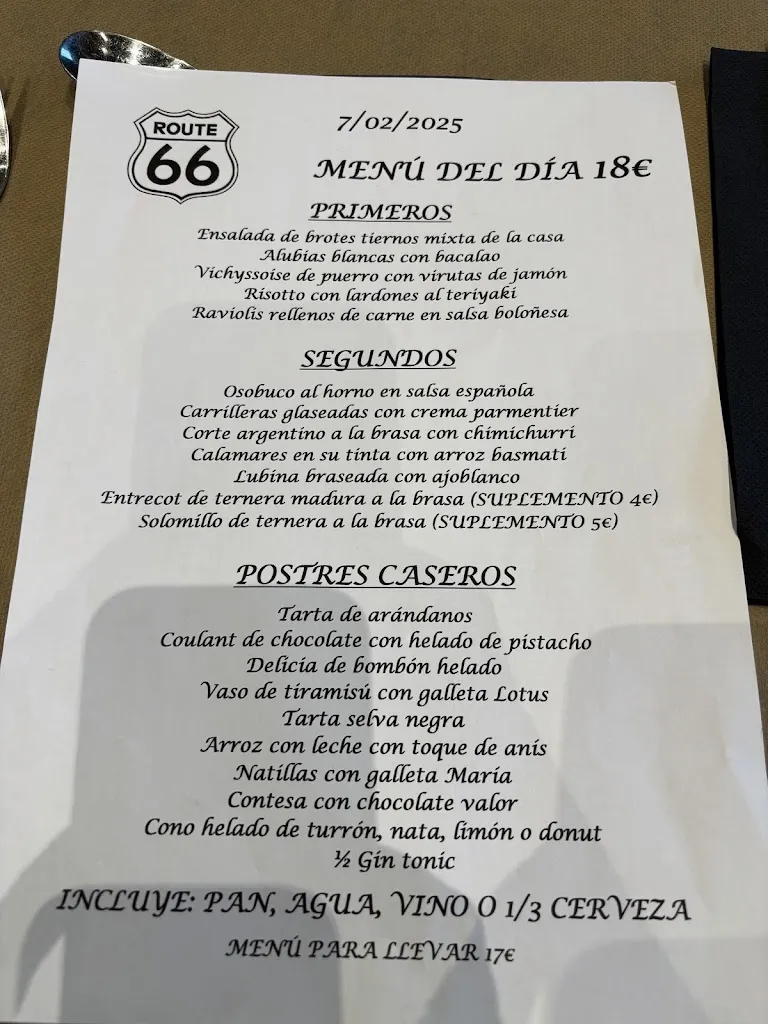 Menu_Ruta 66 Restaurante y Cafetería_Valle de las Navas_immagine_2