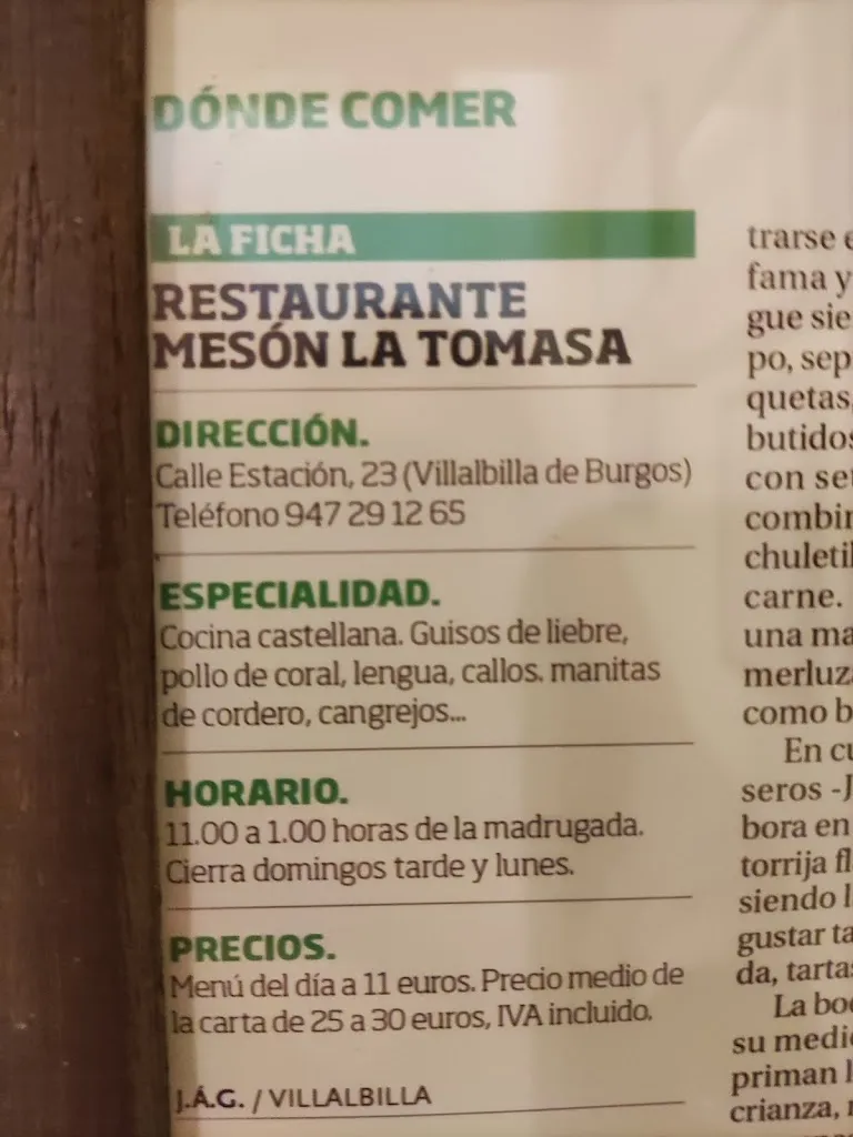 Menu_Mesón La Tomasa_Villalbilla de Burgos_image_4