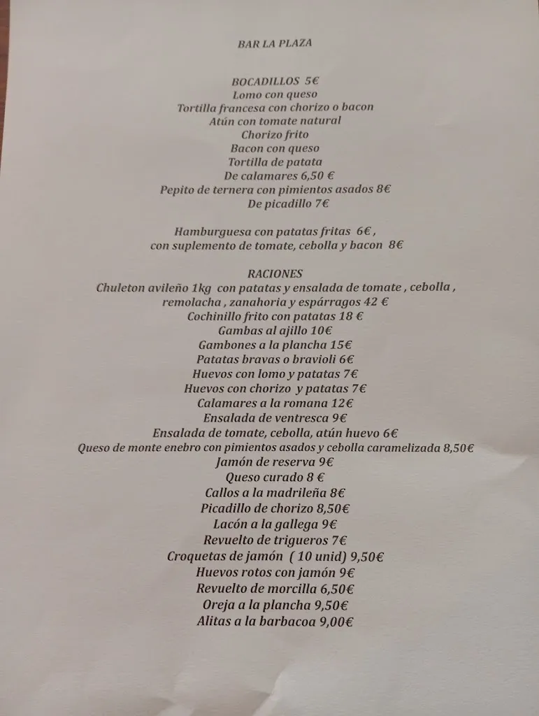 Menu_Bar la plaza , Plaza Mayor 10, Villanueva de Gumiel,09450_Villanueva de Gumiel_immagine_1