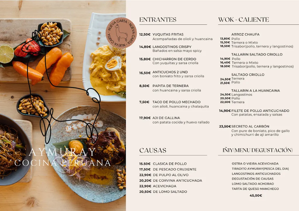 Menu_Aymuray Cocina Peruana Las Tablas_Viloria de Rioja_image_1