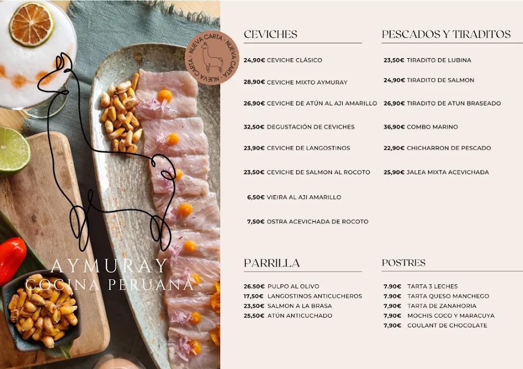 Menu_Aymuray Cocina Peruana Las Tablas_Viloria de Rioja_image_2