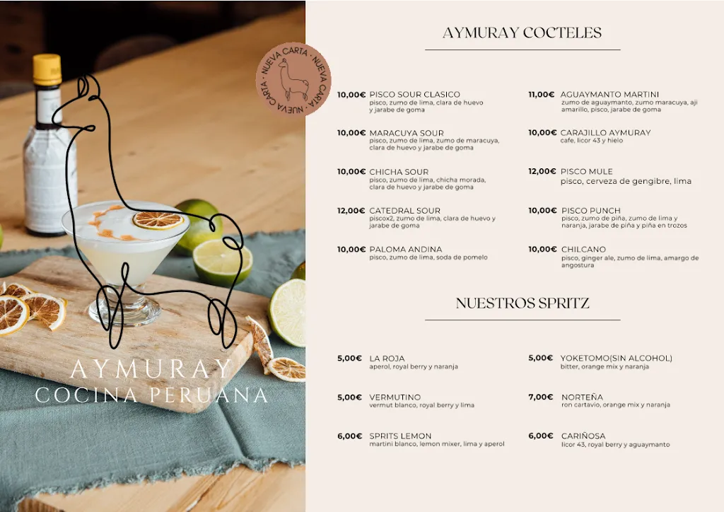 Menu_Aymuray Cocina Peruana Las Tablas_Viloria de Rioja_image_4
