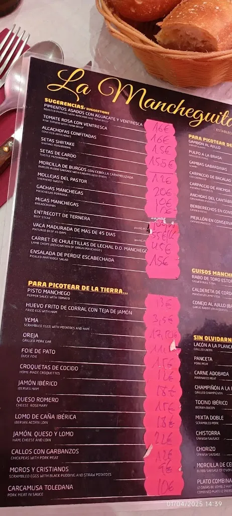 Menu_Restaurante La Mancheguita 1978._Villaverde del Monte_image_3