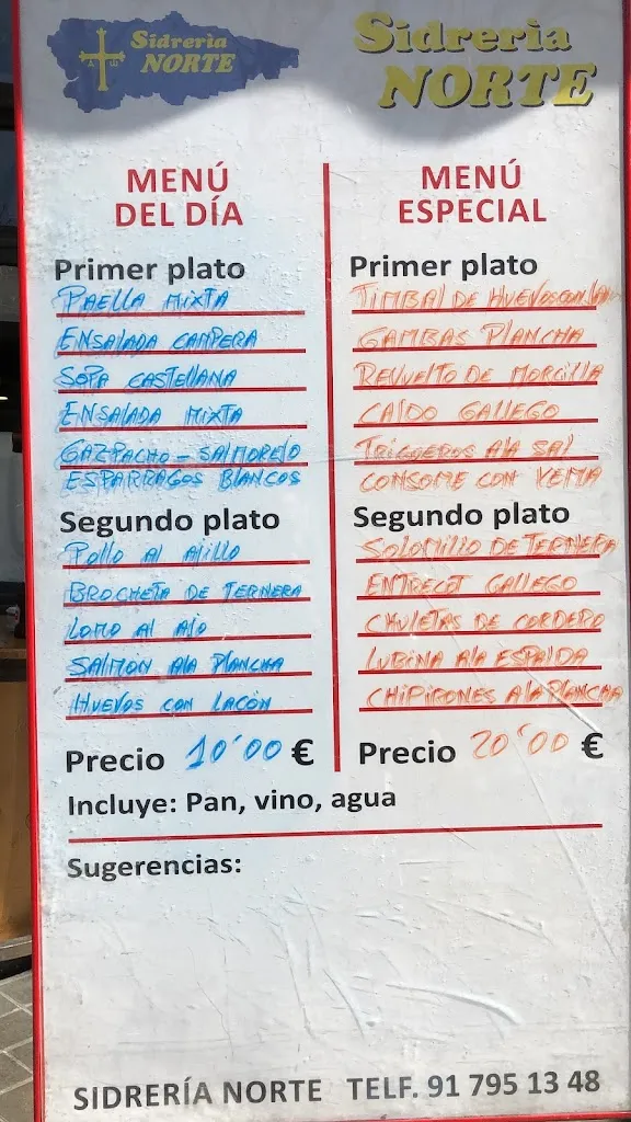 Menu_Restaurante Sidrería del Norte_Villaverde del Monte_immagine_1