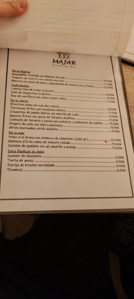 Menu_Majar Cooking Bar_Villaverde del Monte_image_1