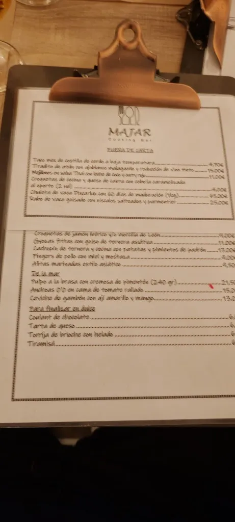 Menu_Majar Cooking Bar_Villaverde del Monte_image_2