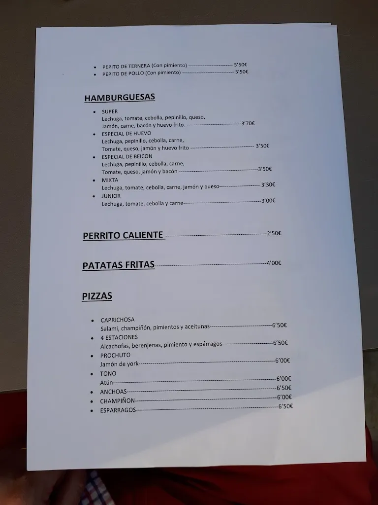 Menu_Bar restaurante La Venta Carmona_Villaverde del Monte_image_1