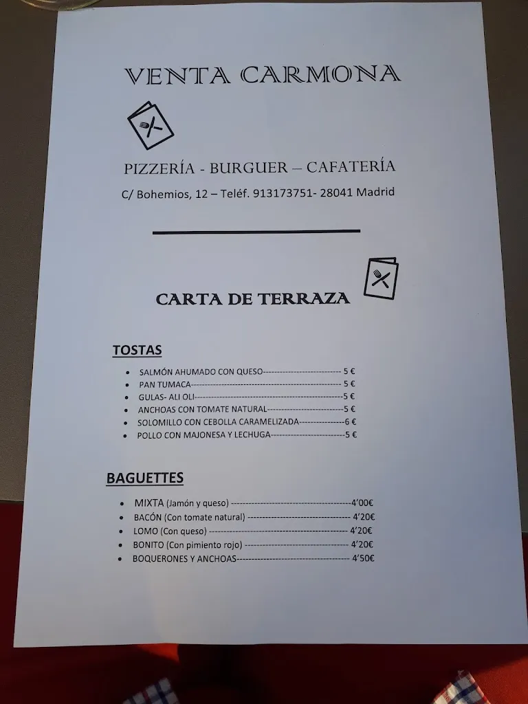 Menu_Bar restaurante La Venta Carmona_Villaverde del Monte_image_3