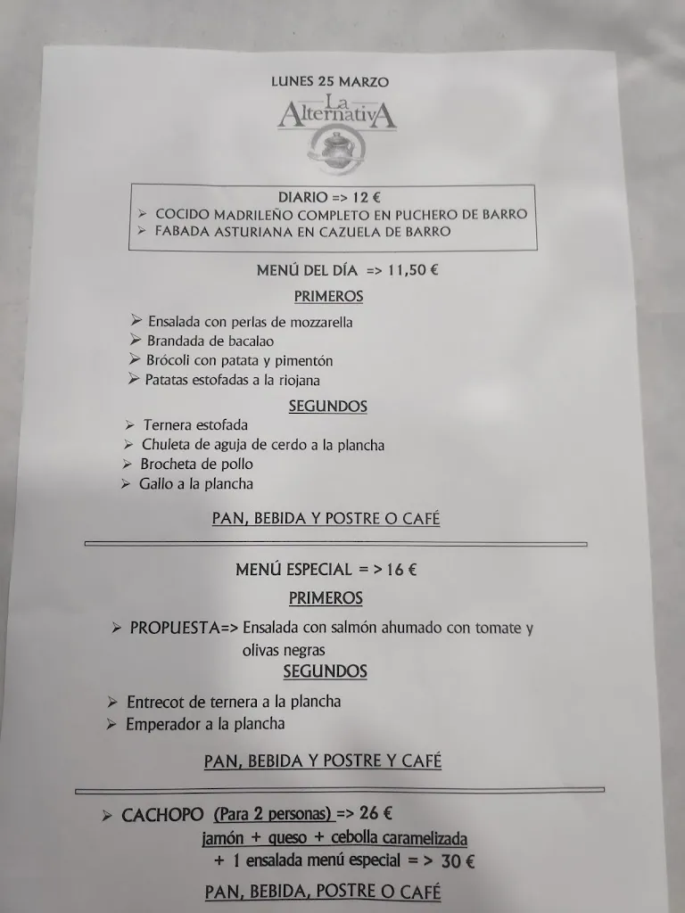 Menu_Restaurante La Alternativa_Villaverde del Monte_immagine_1