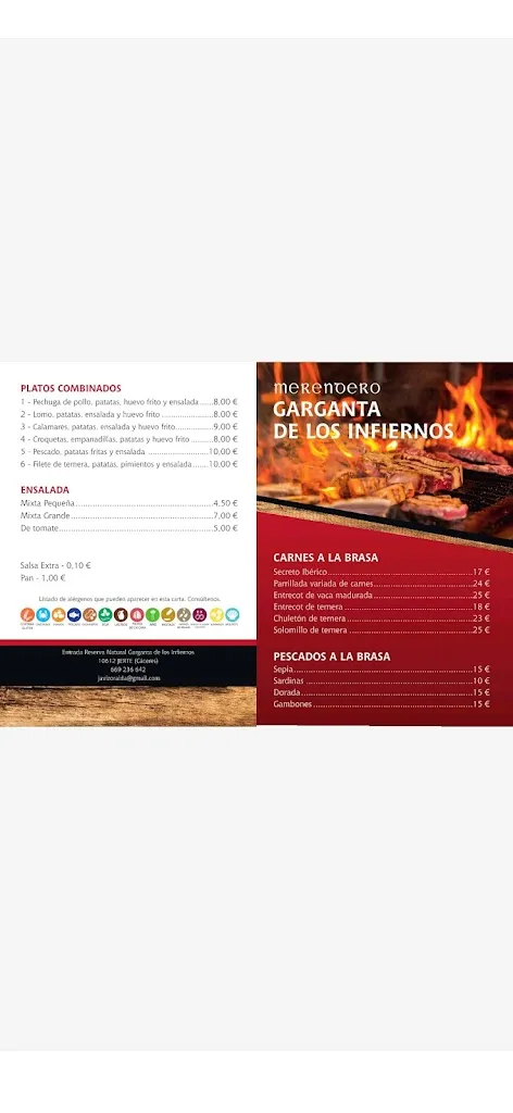 Menu_Merendero Garganta de Los Infiernos_Aldehuela de Jerte_immagine_1