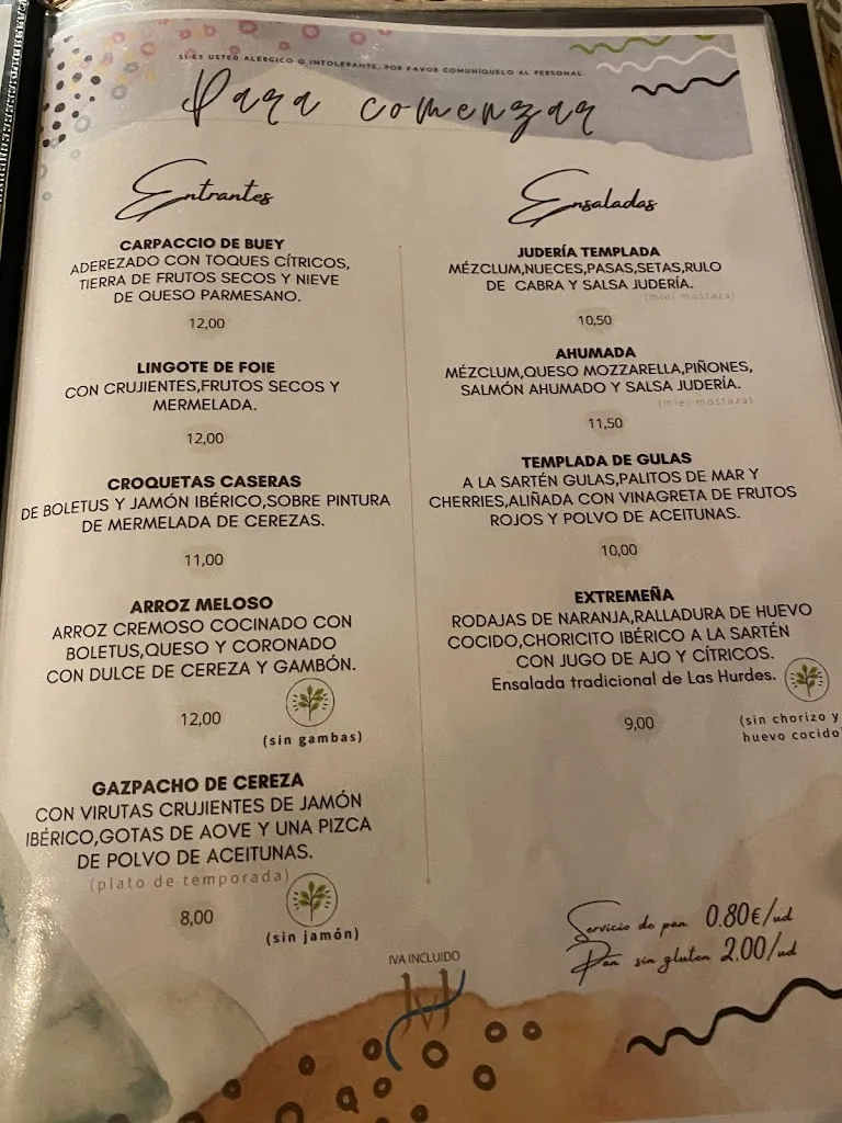Menu_Restaurante Judería - Valle del Jerte._Aldehuela de Jerte_immagine_1