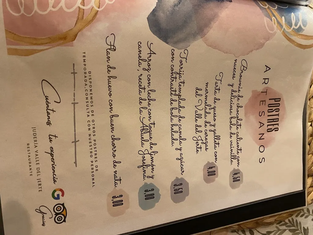 Menu_Restaurante Judería - Valle del Jerte._Aldehuela de Jerte_immagine_3