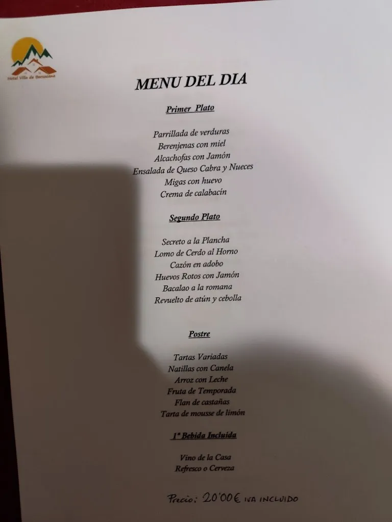 Menu_Restaurante Hotel V. de Berzocana_Berzocana_immagine_1