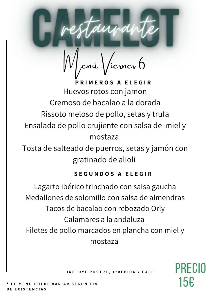 Menu_Camelot Restaurante & Eventos_Arroyo de la Luz_immagine_1