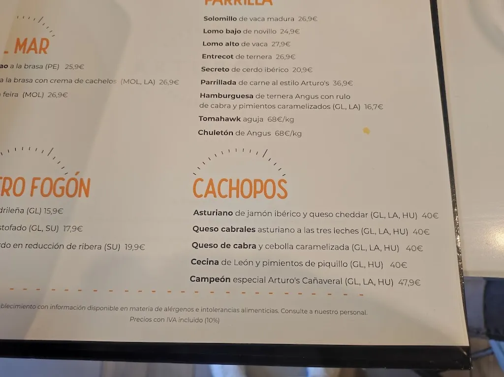 Menu_Restaurante Arturo's Cañaveral_Cañaveral_image_1