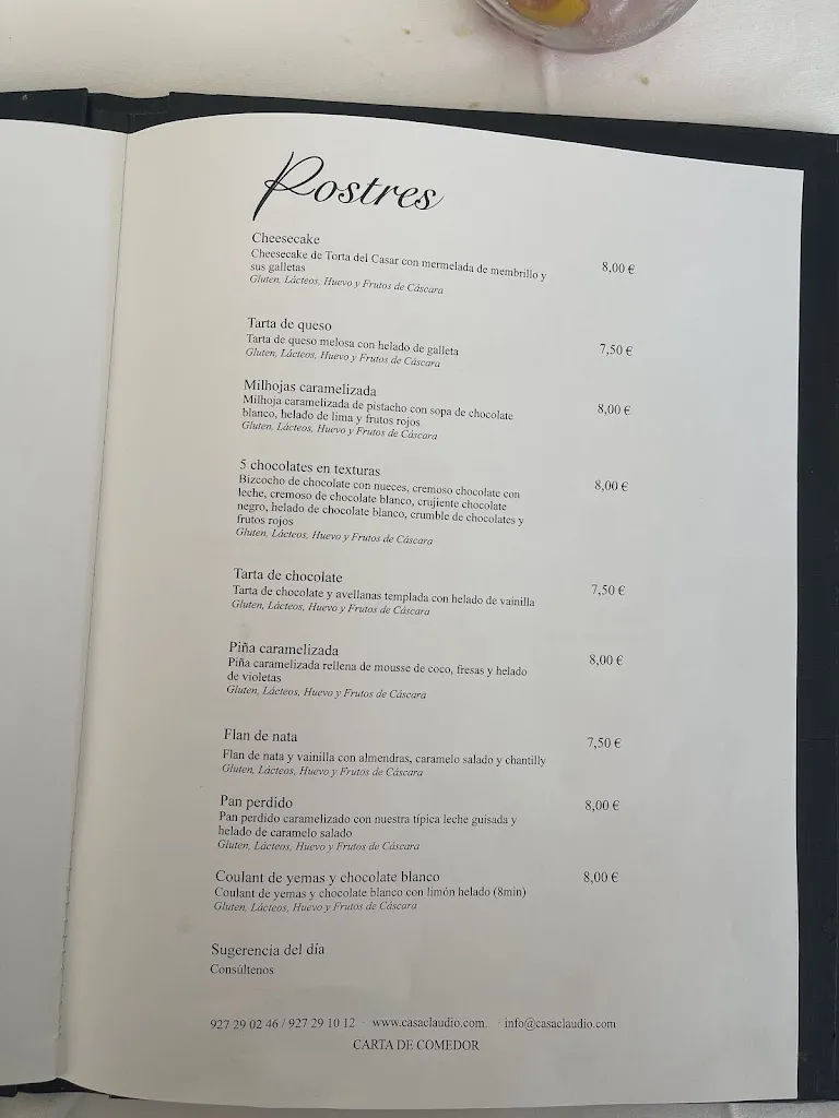 Menu_Restaurante Casa Claudio_Casar de Cáceres_image_1