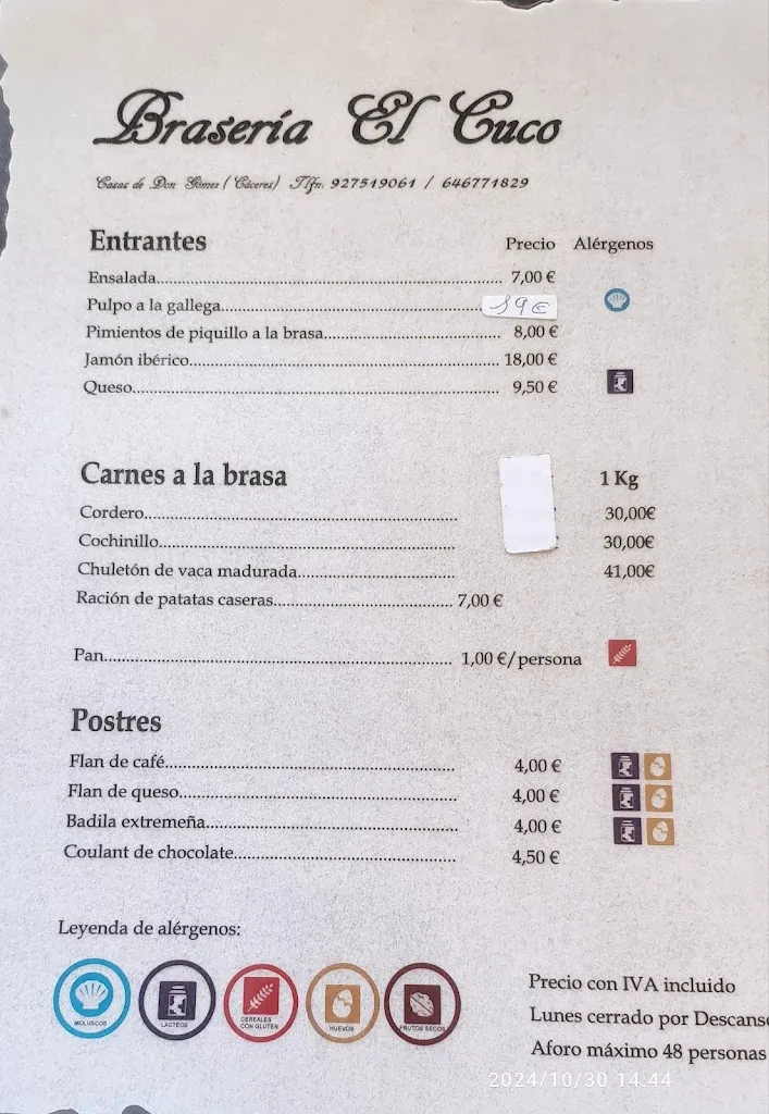 Menu_Restaurante El Cuco_Casas de Don Gómez_image_1