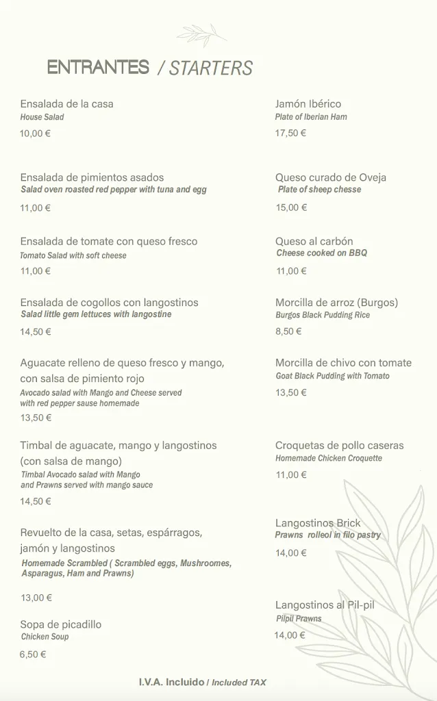 Menü_Venta Cozar_Casares de las Hurdes_Bild_1