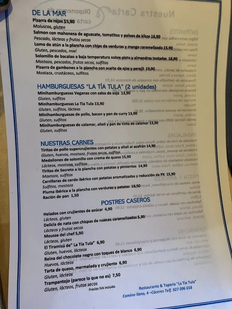 Menu_Tapería La Tía Tula_Cáceres_image_4