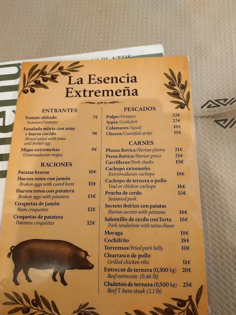 Menu_La Esencia Extremeña_Cáceres_immagine_2