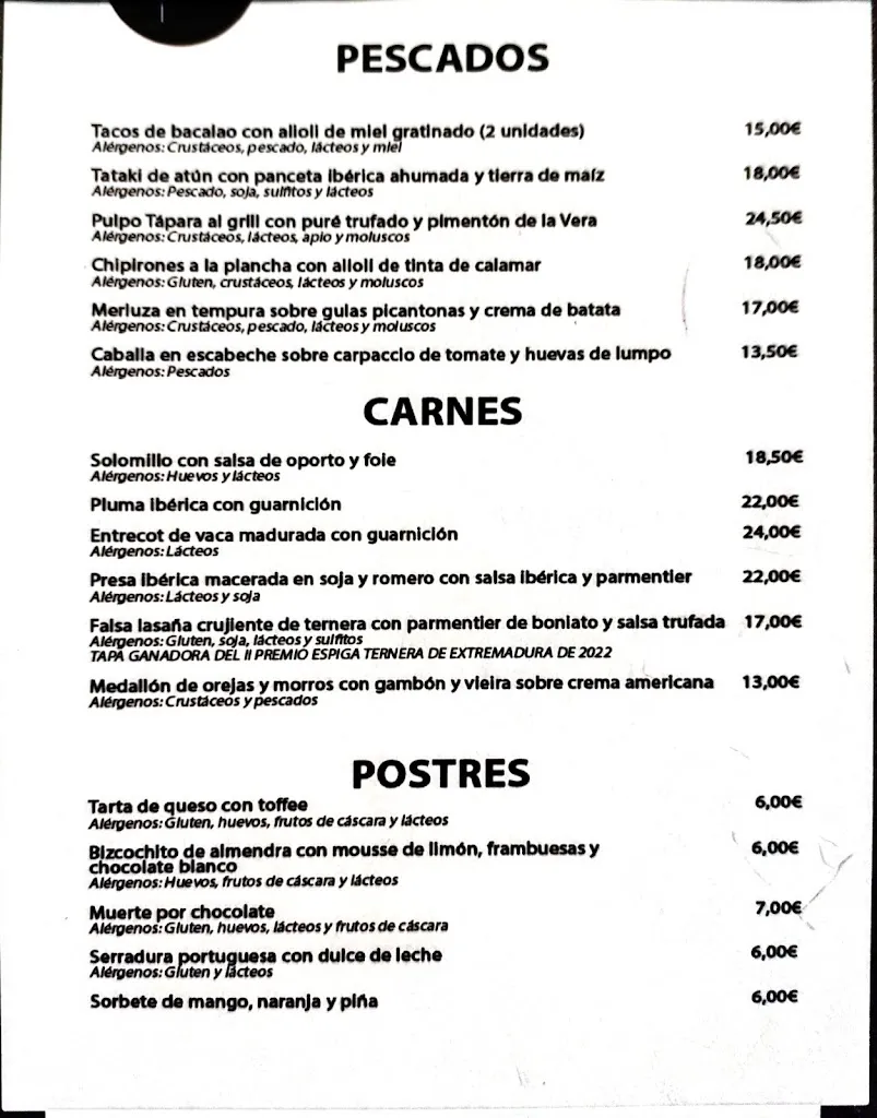 Menu_Tápara Restaurante_Cáceres_image_1
