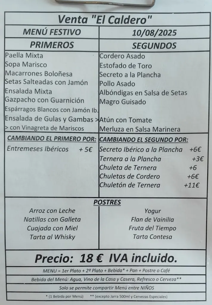 Menu_Venta El Caldero_Casas de Millán_immagine_1