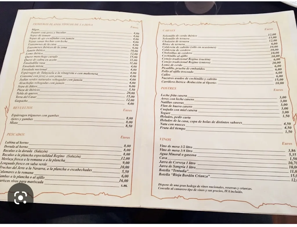 Menu_Restaurante Regino_Casas del Castañar_image_1