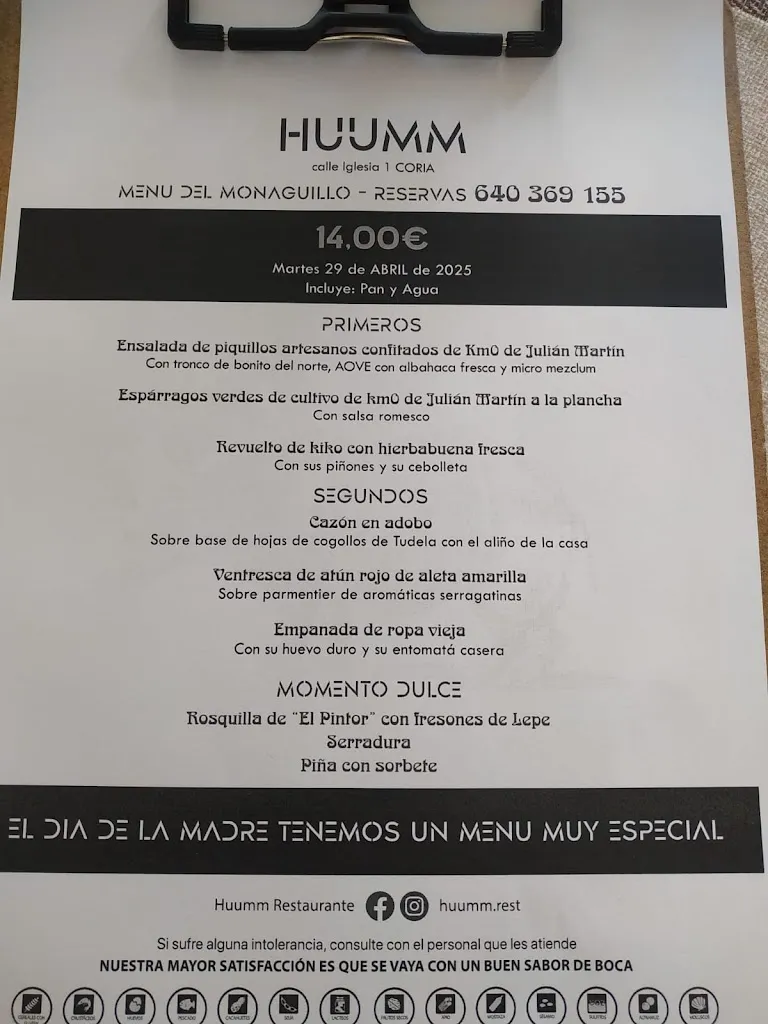 Menu_HUUMM Restaurante_Casillas de Coria_immagine_1