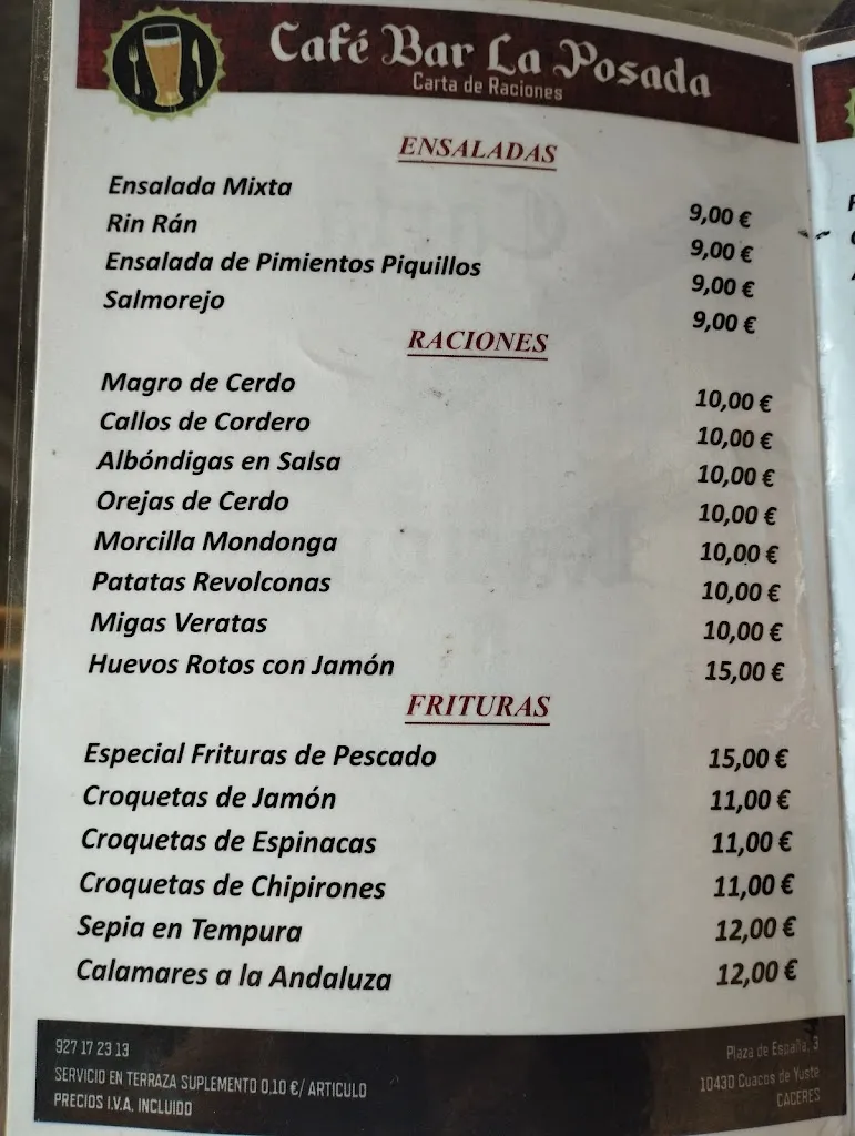 Menu_Café Bar la Posada_Cuacos de Yuste_image_1