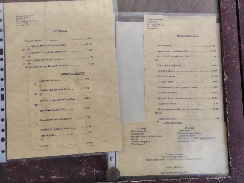 Menu_Bar - Restaurante Los Leones_Garganta la Olla_image_1