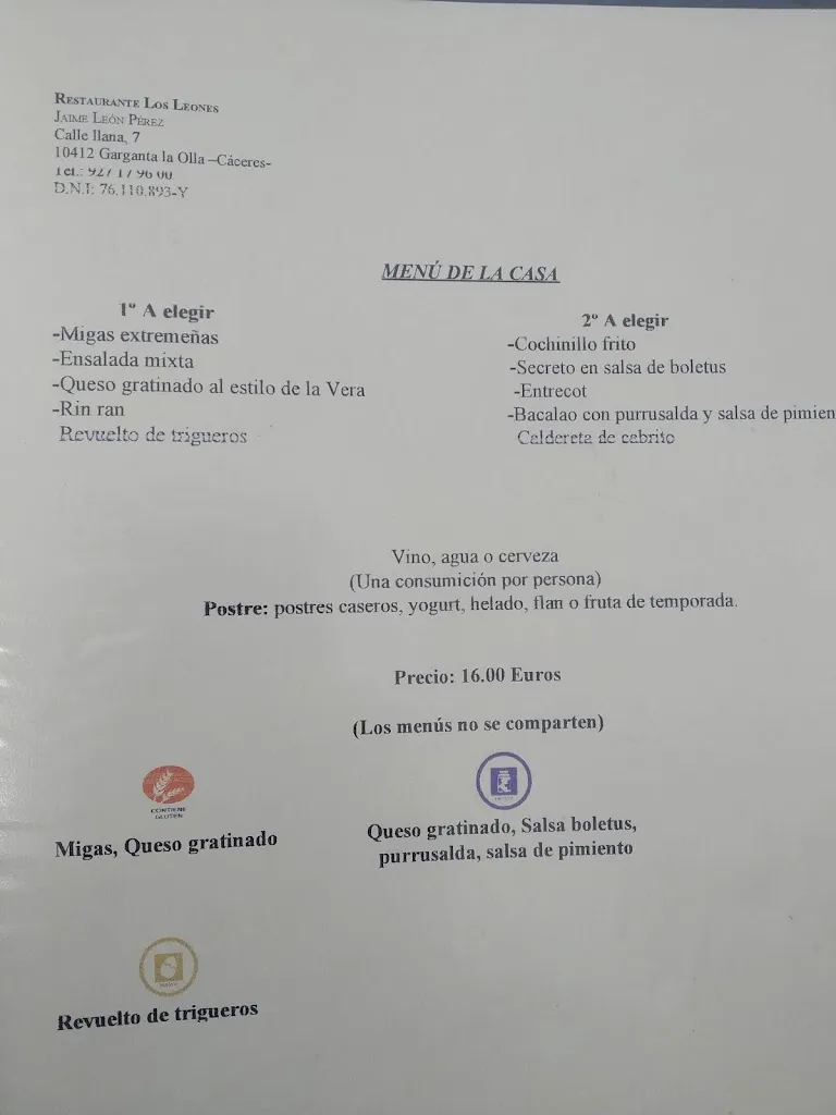 Menu_Bar - Restaurante Los Leones_Garganta la Olla_image_2
