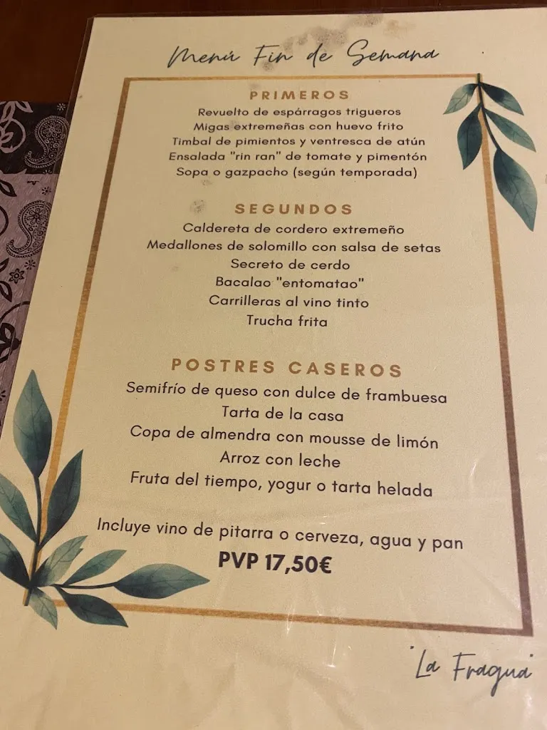 Menu_Restaurante la Fragua_Garganta la Olla_image_1