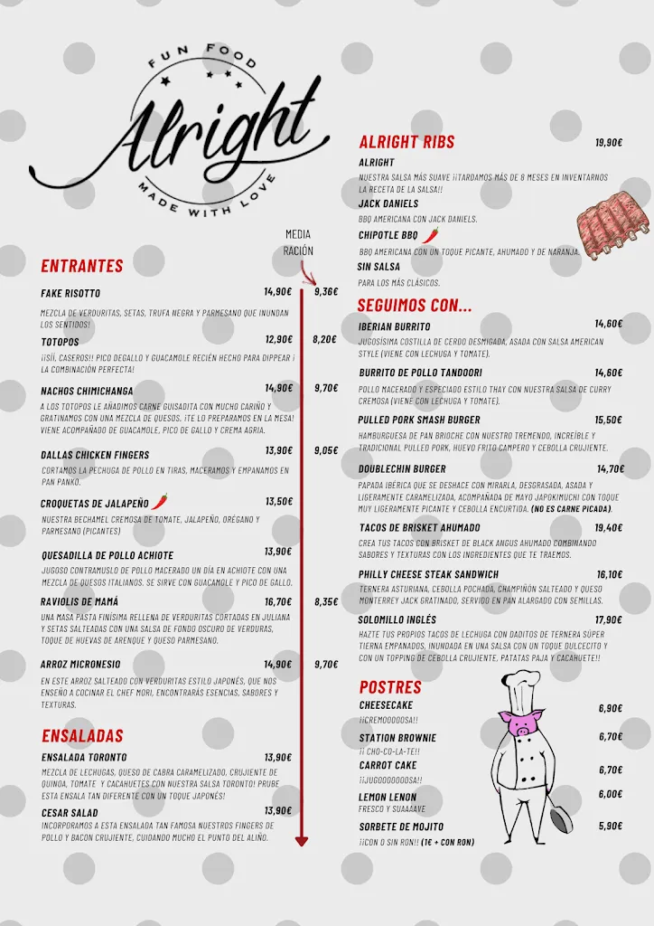 Menu_Alright Salamanca | Comida Americana Madrid_Hoyos_immagine_1