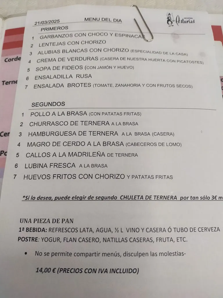 Menu_Hostal Restaurante Asturias_Jarilla_image_1