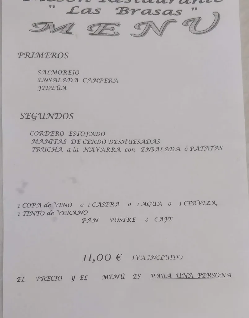Menu_Restaurante Las Brasas_Losar de la Vera_immagine_1