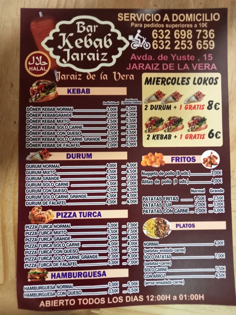 Menu_Jaraiz kebab_Jaraíz de la Vera_image_2