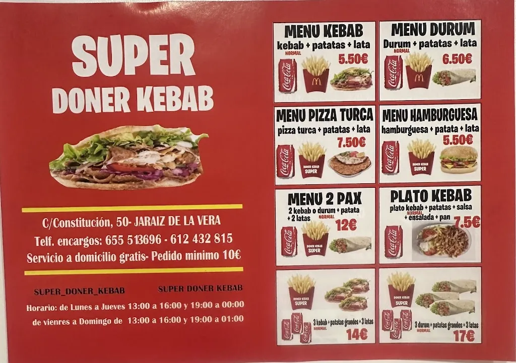 Menu_Super Doner Kebab Jaraiz de la Vera_Jaraíz de la Vera_image_1