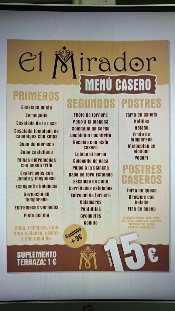 Menu_Bar El Mirador_Hervás_image_1